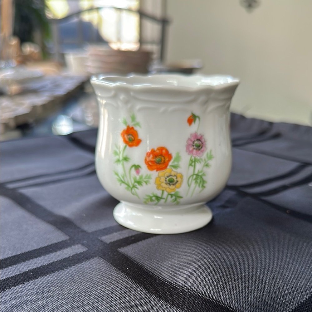 Mid Century Floral White Vase made in Japan